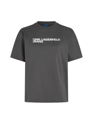 T-shirt z nadrukiem KARL LAGERFELD szary