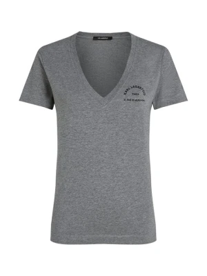 T-shirt z nadrukiem KARL LAGERFELD szary