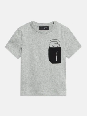T-shirt z nadrukiem KARL LAGERFELD szary melanż
