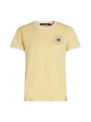 T-shirt z nadrukiem KARL LAGERFELD żółty