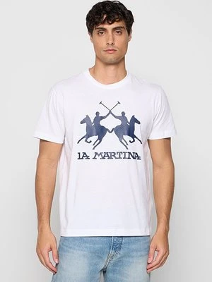 T-shirt z nadrukiem La Martina biały