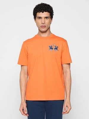 T-shirt z nadrukiem La Martina czerwony