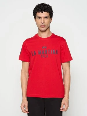 T-shirt z nadrukiem La Martina ciemnoczerwony