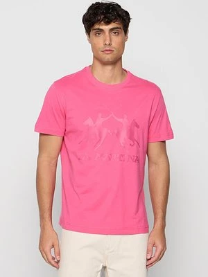T-shirt z nadrukiem La Martina różowy