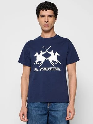 T-shirt z nadrukiem La Martina granatowy