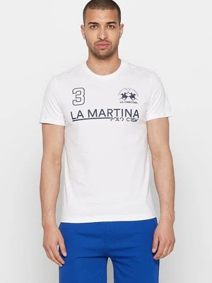 T-shirt z nadrukiem La Martina biały