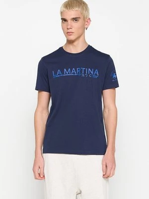 T-shirt z nadrukiem La Martina granatowy