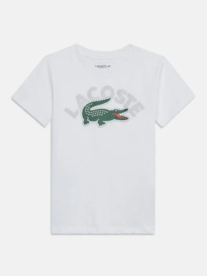 T-shirt z nadrukiem Lacoste biały