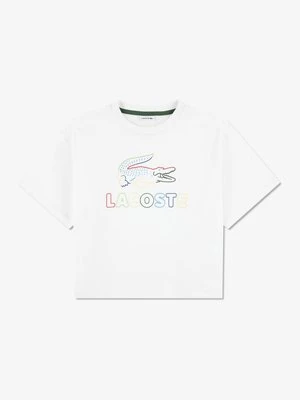 T-shirt z nadrukiem Lacoste biały