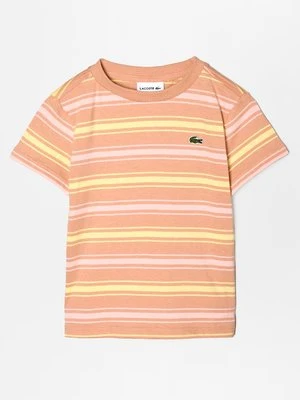 T-shirt z nadrukiem Lacoste morelowy