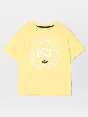 T-shirt z nadrukiem Lacoste żółty