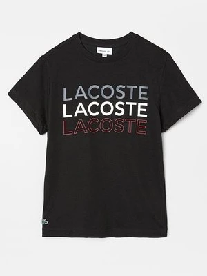 T-shirt z nadrukiem Lacoste czarny