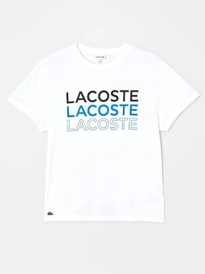 T-shirt z nadrukiem Lacoste biały