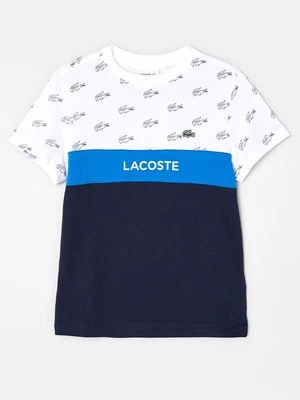 T-shirt z nadrukiem Lacoste niebieski