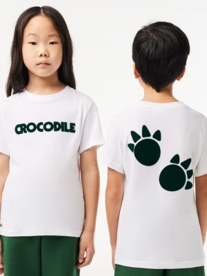 T-shirt z nadrukiem Lacoste biały
