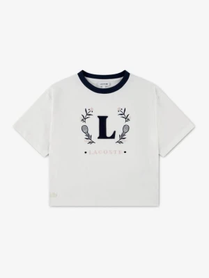 T-shirt z nadrukiem Lacoste biały