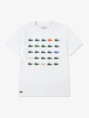 T-shirt z nadrukiem Lacoste biały