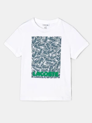 T-shirt z nadrukiem Lacoste biały