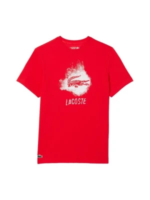 T-shirt z nadrukiem Lacoste czerwony