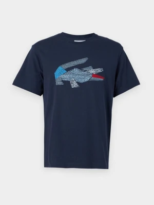 T-shirt z nadrukiem Lacoste granatowy
