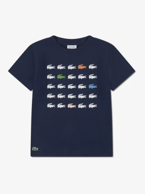 T-shirt z nadrukiem Lacoste granatowy