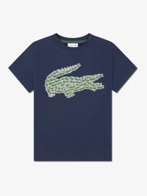 T-shirt z nadrukiem Lacoste granatowy