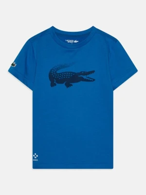 T-shirt z nadrukiem Lacoste niebieski