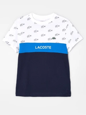 T-shirt z nadrukiem Lacoste niebieski