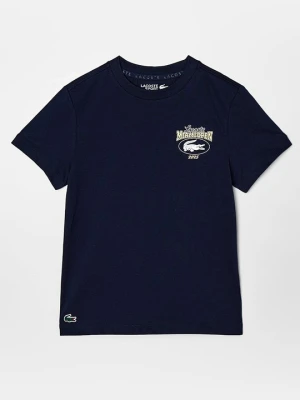 T-shirt z nadrukiem Lacoste niebieski