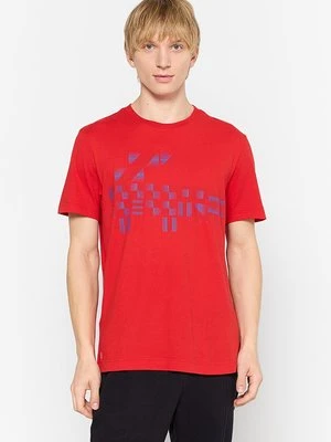 T-shirt z nadrukiem Lacoste czerwony