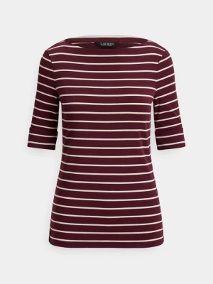 T-shirt z nadrukiem Lauren Ralph Lauren bordowy