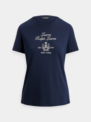 T-shirt z nadrukiem Lauren Ralph Lauren granatowy