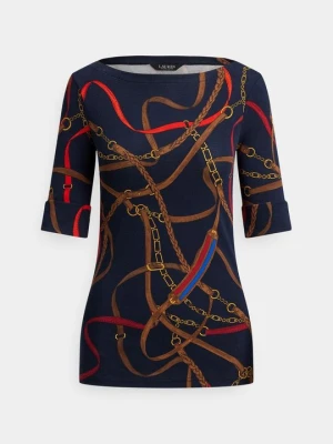 T-shirt z nadrukiem Lauren Ralph Lauren granatowy