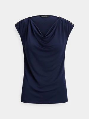 T-shirt z nadrukiem Lauren Ralph Lauren granatowy