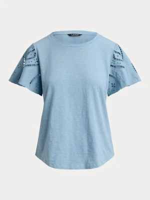 T-shirt z nadrukiem Lauren Ralph Lauren jasnoniebieski