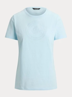 T-shirt z nadrukiem Lauren Ralph Lauren jasnoniebieski