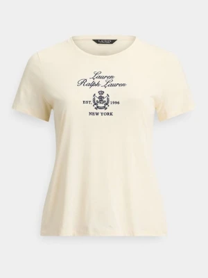 T-shirt z nadrukiem Lauren Ralph Lauren mleczny
