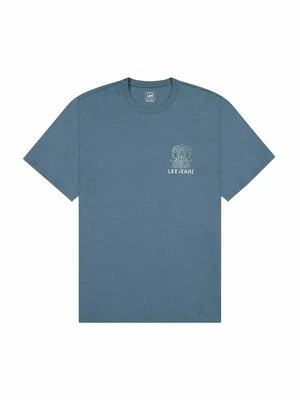 T-shirt z nadrukiem Lee granatowy