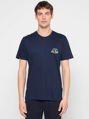 T-shirt z nadrukiem Lee niebieski