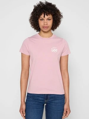 T-shirt z nadrukiem Lee jasnoróżowy