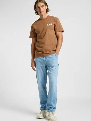T-shirt z nadrukiem Lee jasny brąz