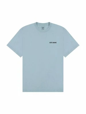 T-shirt z nadrukiem Lee granatowy