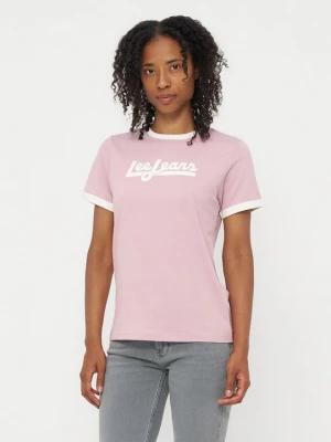 T-shirt z nadrukiem Lee mauve
