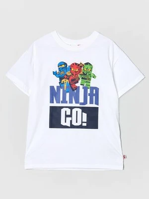 T-shirt z nadrukiem LEGO biały
