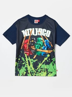 T-shirt z nadrukiem LEGO granatowy