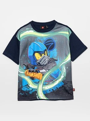 T-shirt z nadrukiem LEGO granatowy