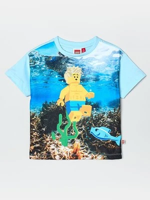 T-shirt z nadrukiem LEGO niebieski
