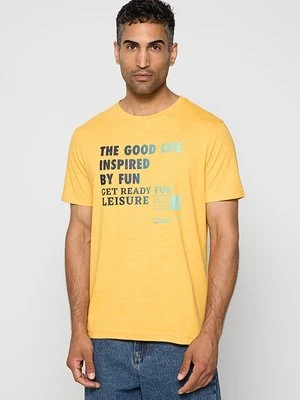 T-shirt z nadrukiem Lerros żółty