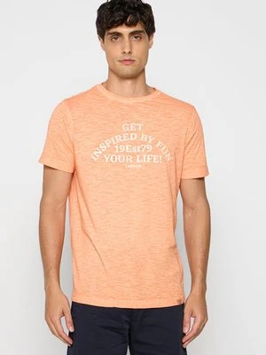 T-shirt z nadrukiem Lerros morelowy