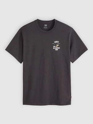 T-shirt z nadrukiem Levi's czarny melanż
